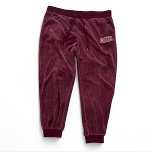 Guess Burgundy Velour Jogger Pants